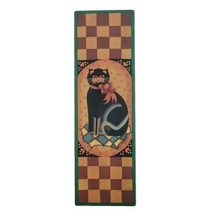 Vintage 80s Maureen Bergman Bookmark folk art black cat quilt 1987 Artworks MB07